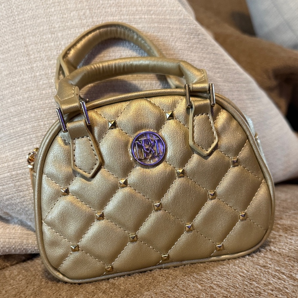 Badgley Mischka Gold Quilted Handbag